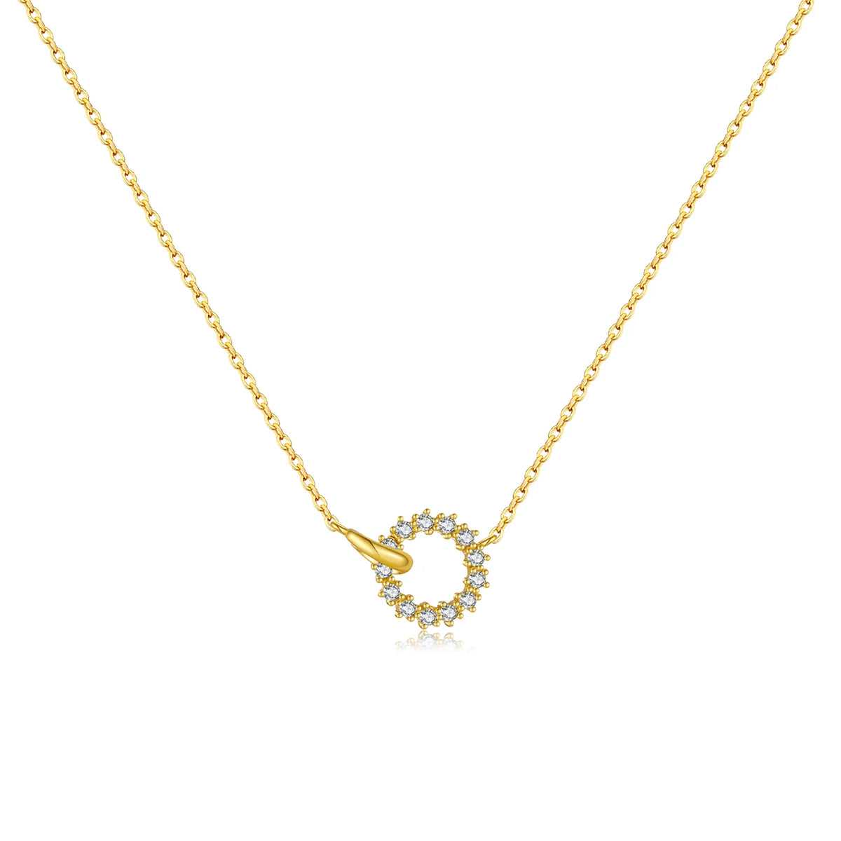 Circle Zircon Pendant Necklace – 925 Sterling Silver by ZEB Jewelry – view 7