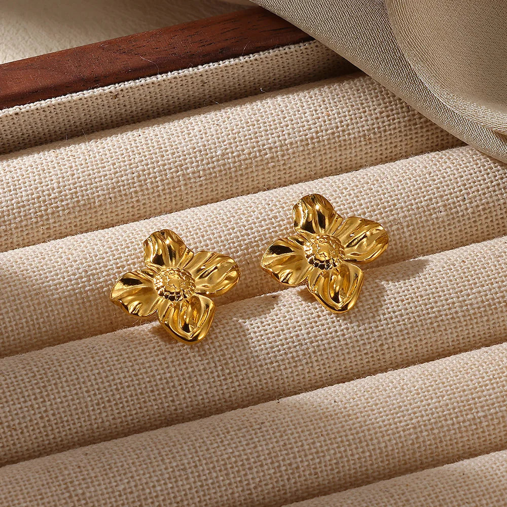 Geometric Flower Earrings – Stainless Steel by ZEB Jewelry – view 10