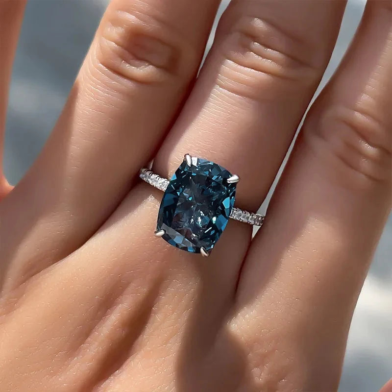 Oval Blue Cubic Zirconia Ring by ZEB Jewelry – view 2