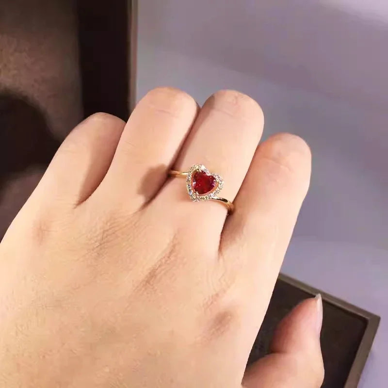 Red Heart Gold-Tone Ring by ZEB Jewelry – view 4