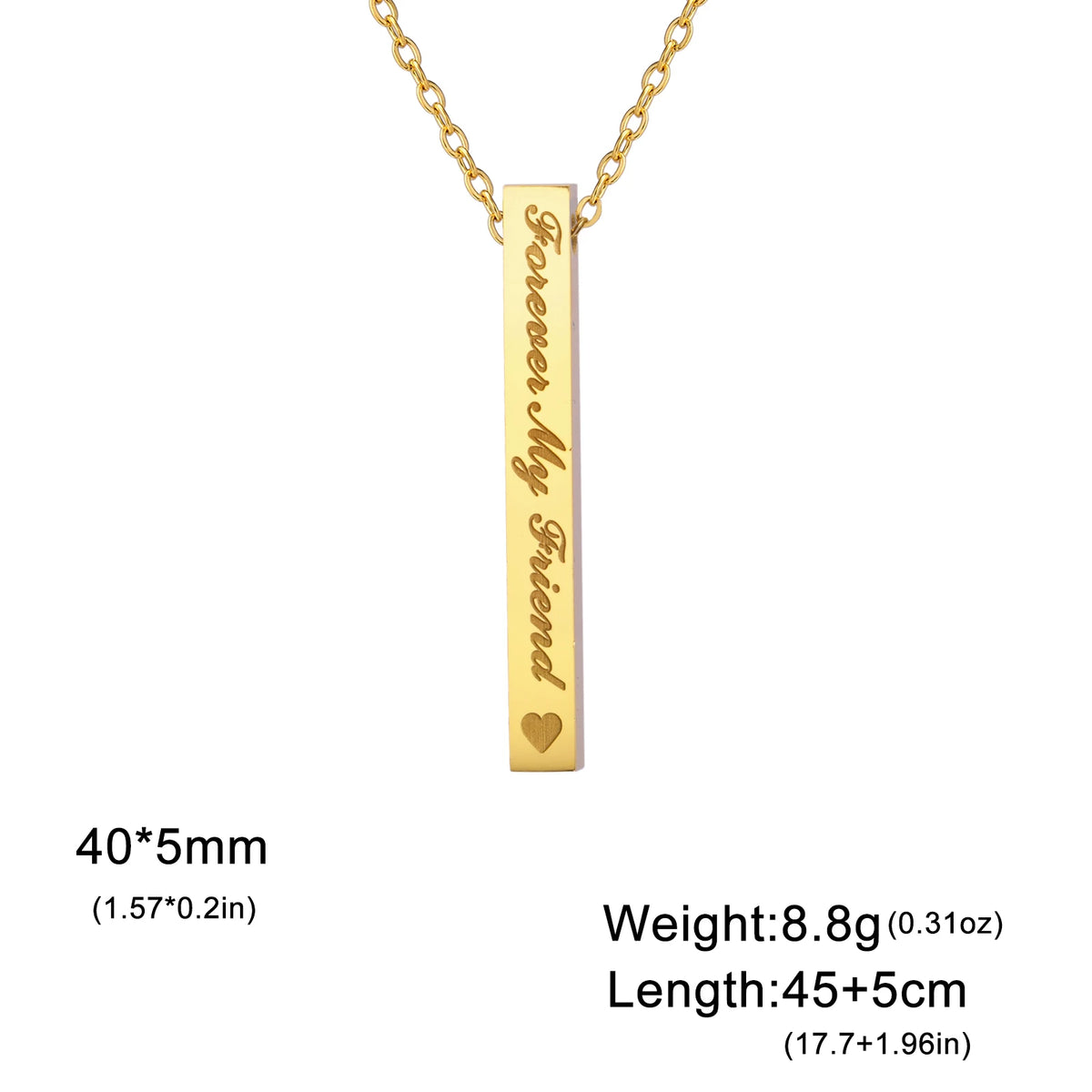 Friendship Bar Pendant Necklace – Stainless Steel by ZEB Jewelry – view 10