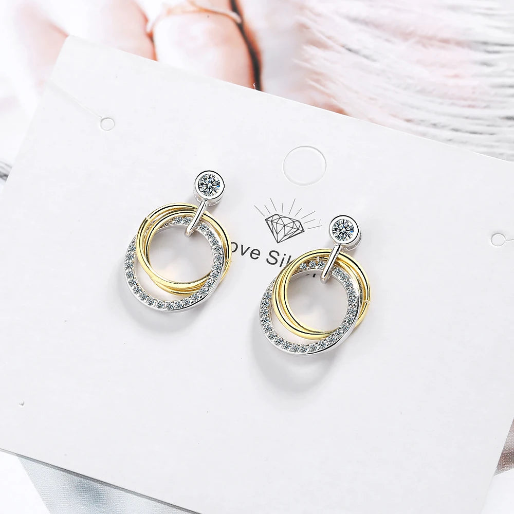 Crystal Circle Drop Earrings – 925 Sterling Silver by ZEB Jewelry – view 3