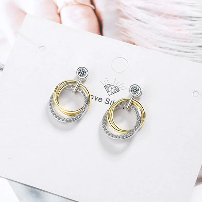 Crystal Circle Drop Earrings – 925 Sterling Silver by ZEB Jewelry – view 3