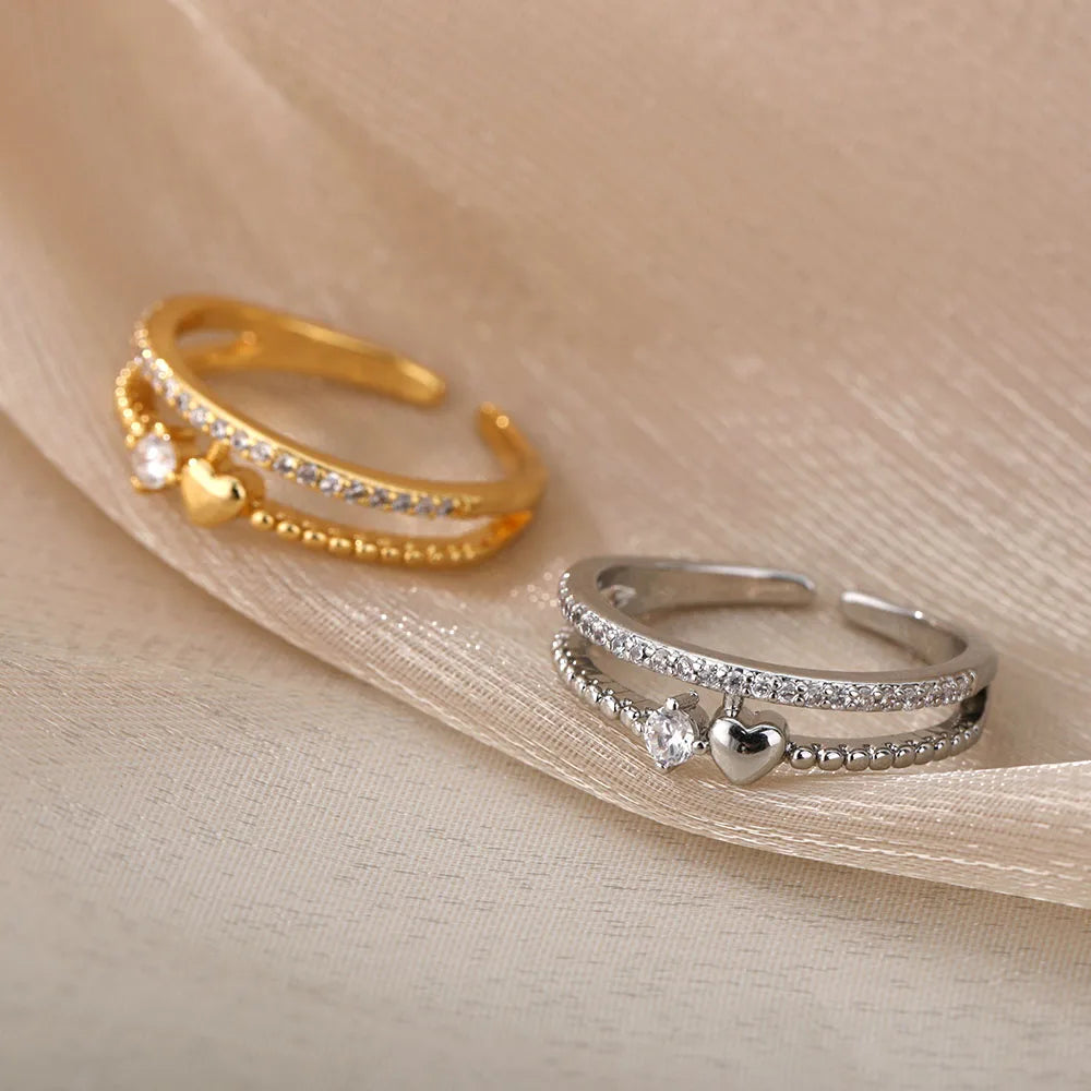 Stackable Zircon Heart Ring Set by ZEB Jewelry – view 6