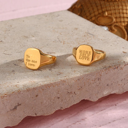 Engraved Ring – 18K Gold-Plated Stainless Steel by ZEB Jewelry – view 19