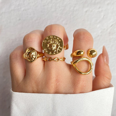 IPARAM Vintage Geometric Ring Set