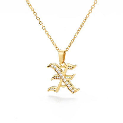Old English Initial Necklace – Stainless Steel & Zircon by ZEB Jewelry – view 36