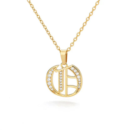 Old English Initial Necklace – Stainless Steel & Zircon by ZEB Jewelry – view 38