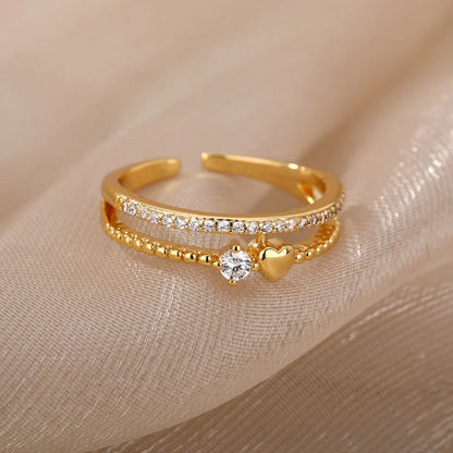 Stackable Zircon Heart Ring Set by ZEB Jewelry – view 3