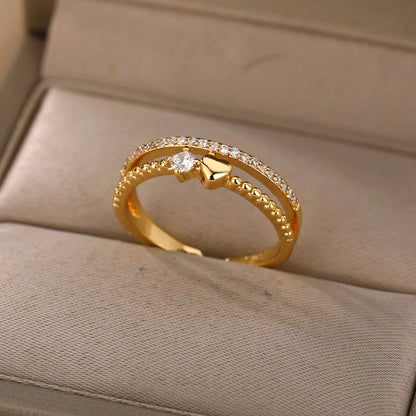 Stackable Zircon Heart Ring Set by ZEB Jewelry – view 2