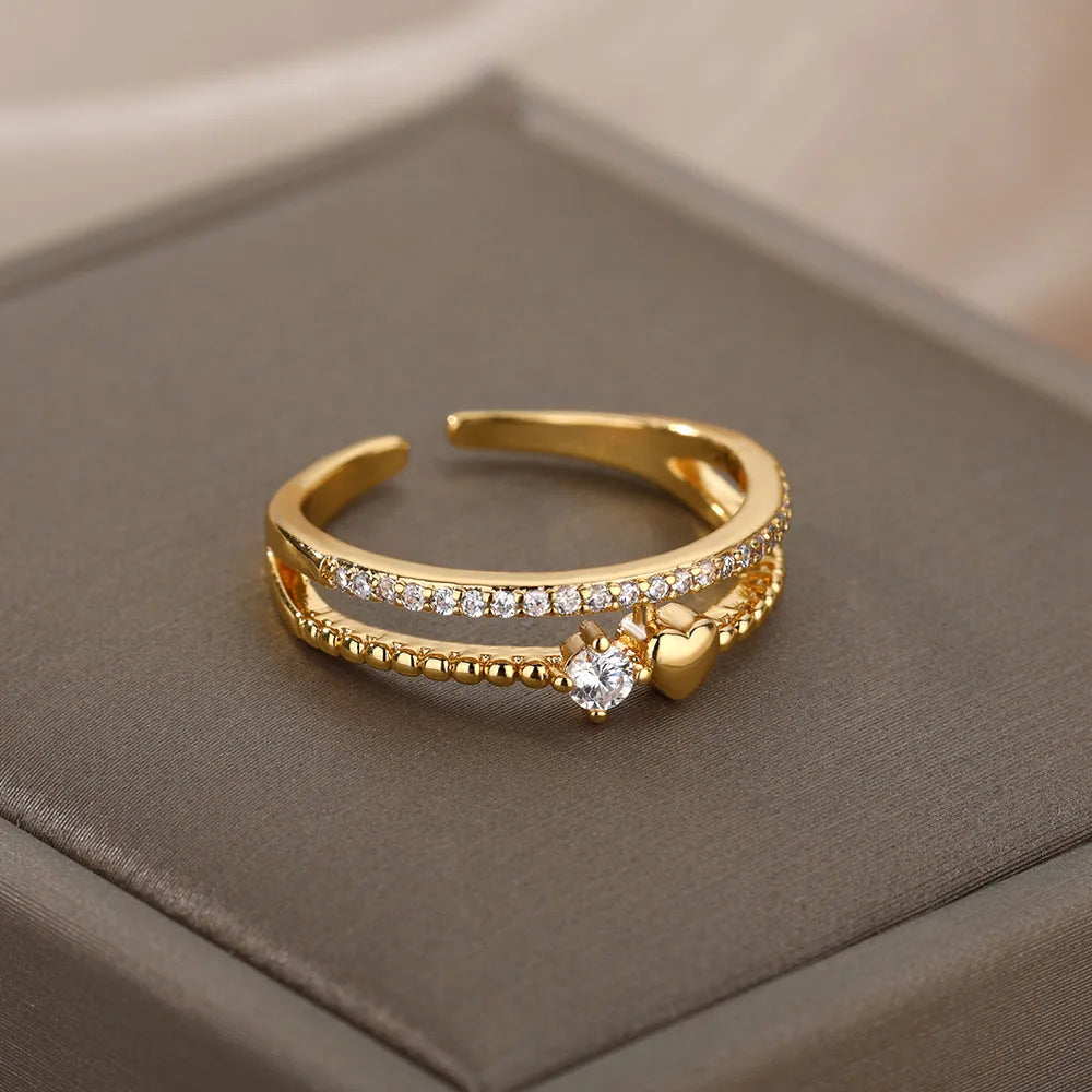 Stackable Zircon Heart Ring Set by ZEB Jewelry – view 4