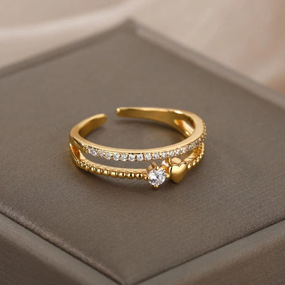 Stackable Zircon Heart Ring Set by ZEB Jewelry – view 4