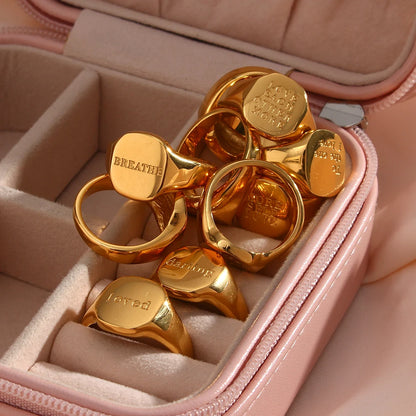 Engraved Ring – 18K Gold-Plated Stainless Steel by ZEB Jewelry – view 16