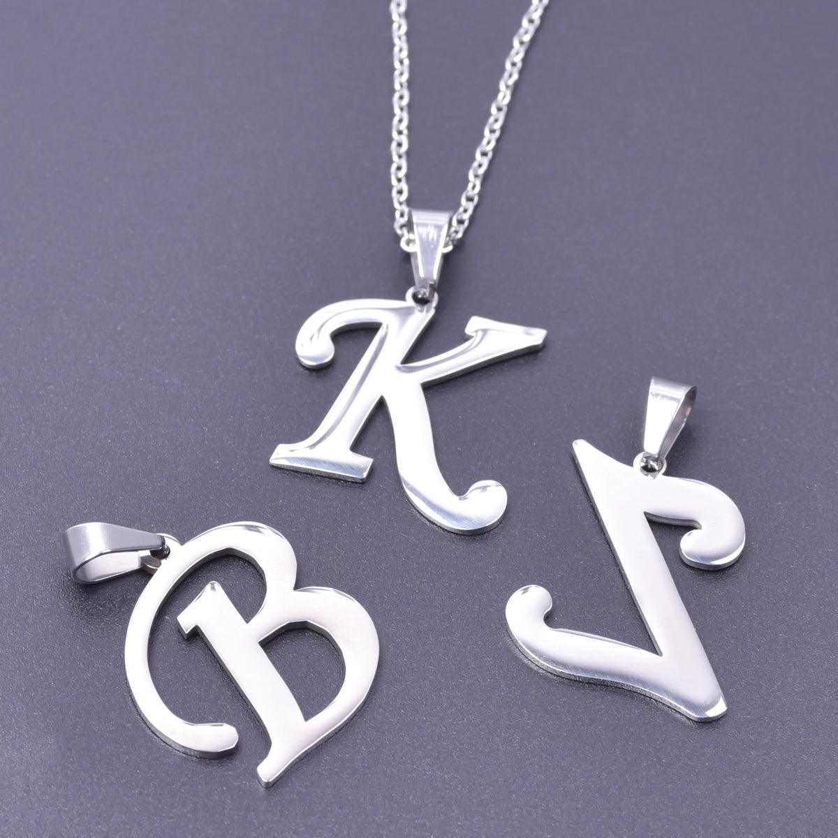 Initial Letter Necklace – Stainless Steel by ZEB Jewelry – view 2