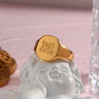 Engraved Ring – 18K Gold-Plated Stainless Steel by ZEB Jewelry – view 14