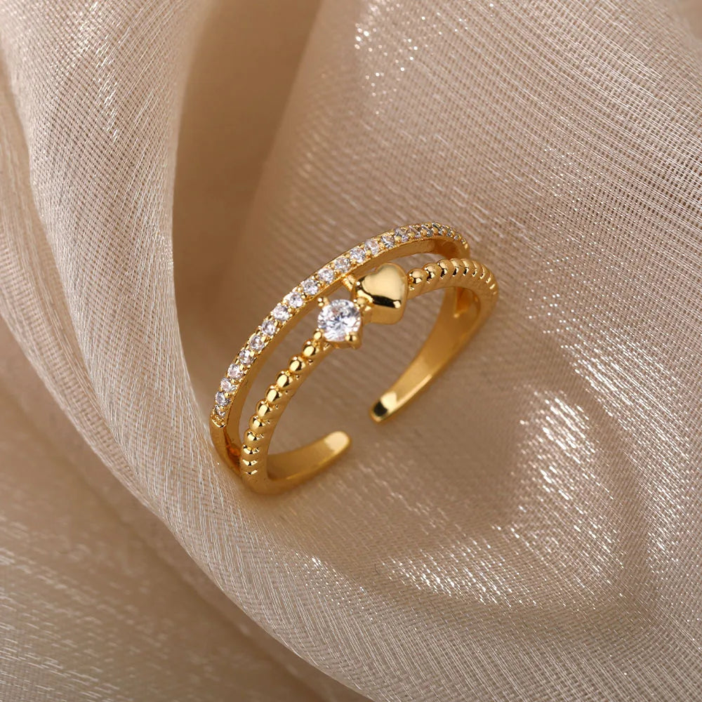 Stackable Zircon Heart Ring Set by ZEB Jewelry – view 12