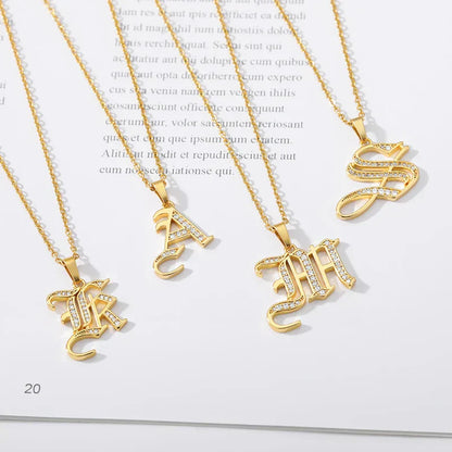 Old English Initial Necklace – Stainless Steel & Zircon by ZEB Jewelry – view 21