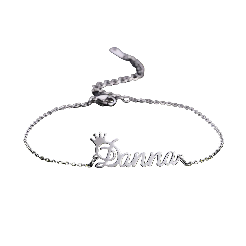 Personalized Crown Name Bracelet – Stainless Steel by ZEB Jewelry – view 1