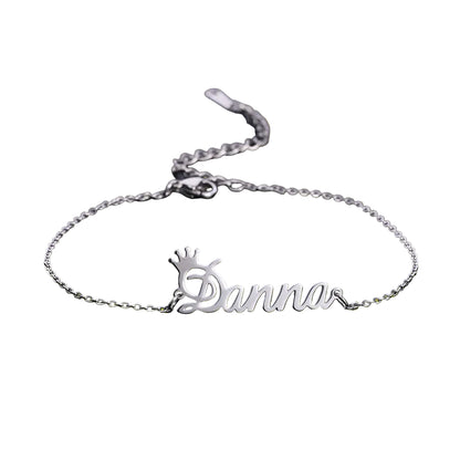 Personalized Crown Name Bracelet – Stainless Steel by ZEB Jewelry – view 1