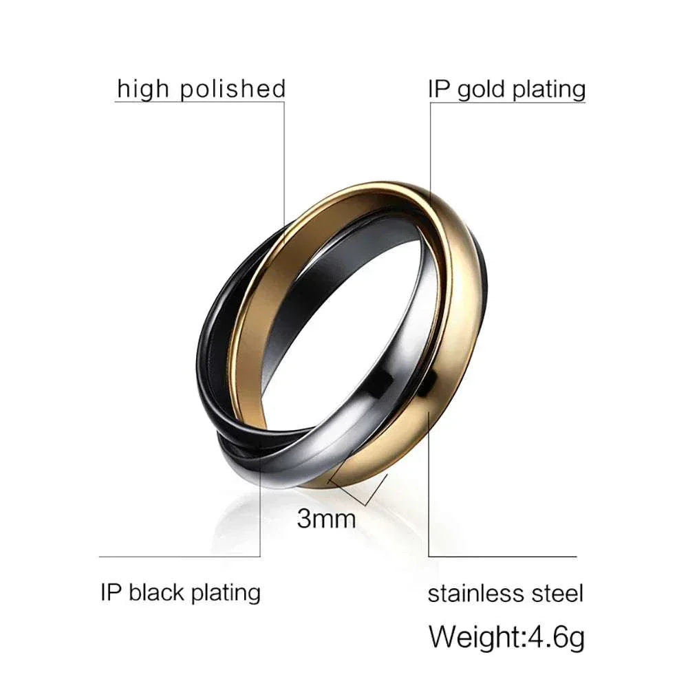 Classic Three-Ring Set – Stainless Steel by ZEB Jewelry – view 3