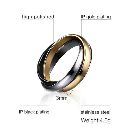 Classic Three-Ring Set – Stainless Steel by ZEB Jewelry – view 3