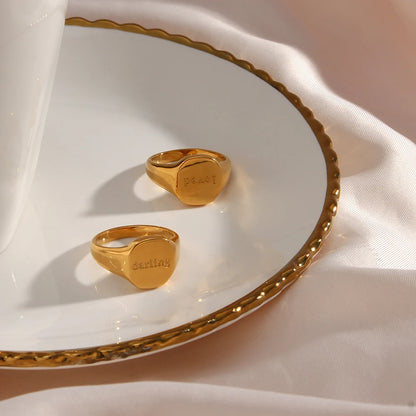 Engraved Ring – 18K Gold-Plated Stainless Steel by ZEB Jewelry – view 15
