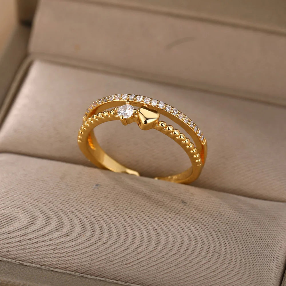 Stackable Zircon Heart Ring Set by ZEB Jewelry – view 9