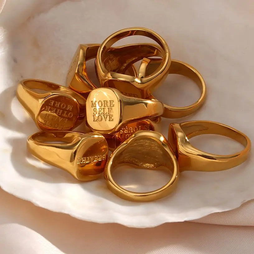 Engraved Ring – 18K Gold-Plated Stainless Steel by ZEB Jewelry – view 4