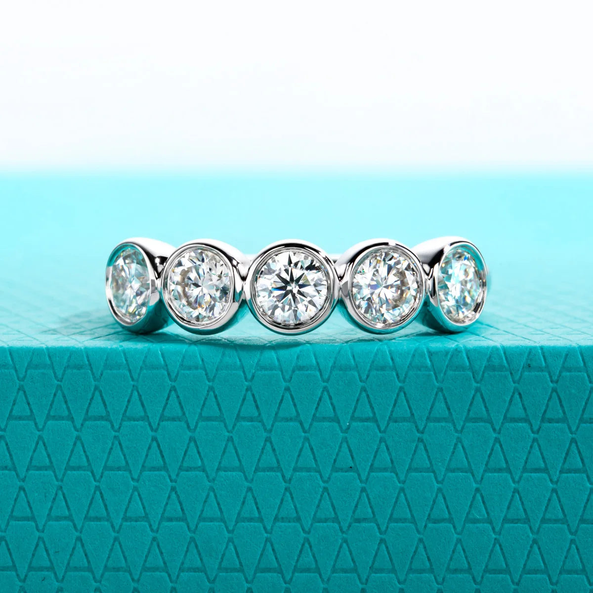 Moissanite Wedding Band – 925 Sterling Silver by ZEB Jewelry – view 2