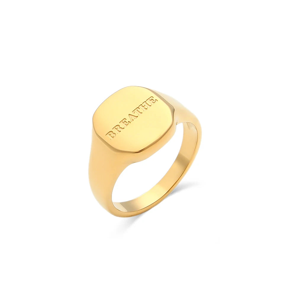Engraved Ring – 18K Gold-Plated Stainless Steel by ZEB Jewelry – view 24