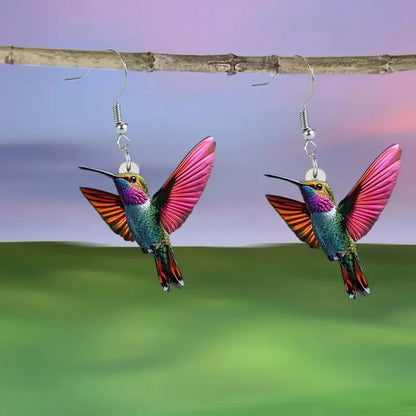 Hummingbird Drop Earrings – Lightweight Acrylic by ZEB Jewelry – view 5