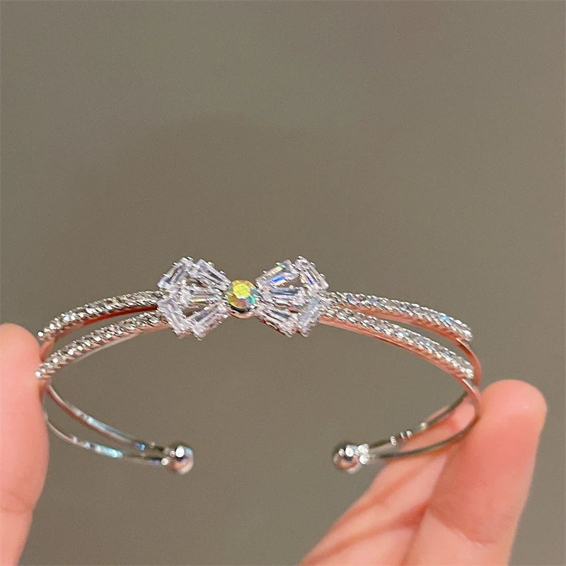 Silver Zircon Open Cuff Bangle by ZEB Jewelry – view 15