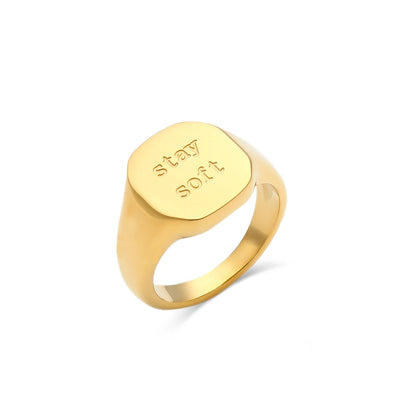 Engraved Ring – 18K Gold-Plated Stainless Steel by ZEB Jewelry – view 29