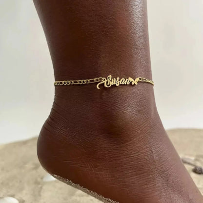 Personalized Crown Name Anklet – Stainless Steel by ZEB Jewelry – view 2