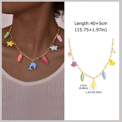Pearl Shell & Starfish Charm Necklace – 18K Gold-Plated by ZEB Jewelry – view 18