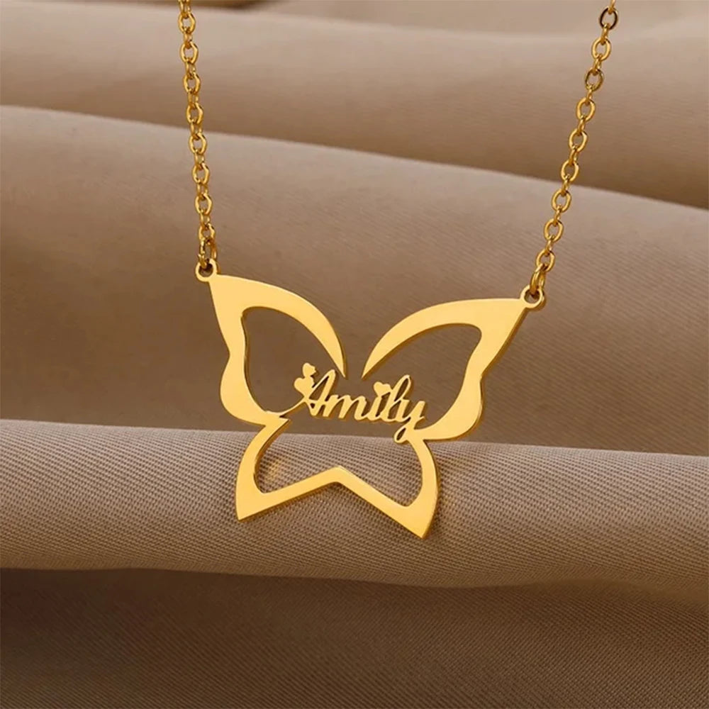 Personalized Butterfly Heart Name Necklace – Stainless Steel by ZEB Jewelry – view 6