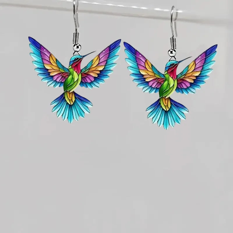 Hummingbird Drop Earrings – Lightweight Acrylic by ZEB Jewelry – view 11