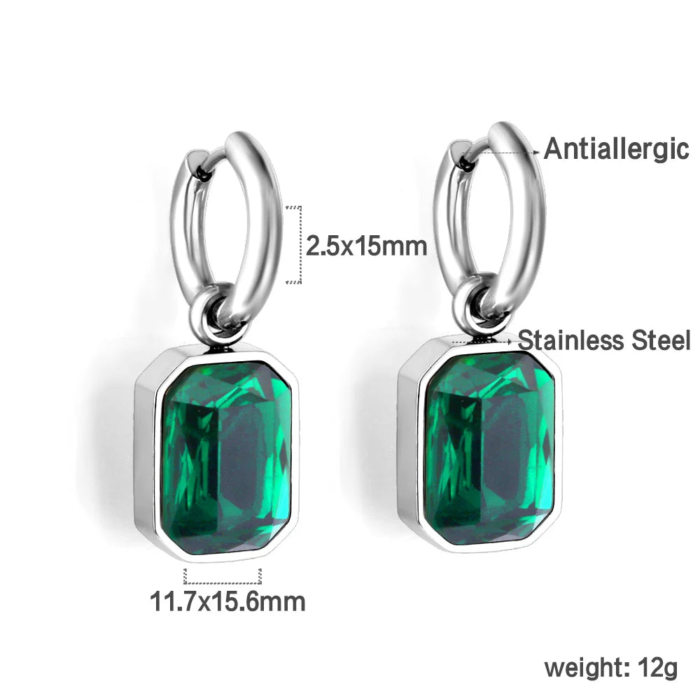 Vintage Green Crystal Hoop Earrings by ZEB Jewelry – view 12