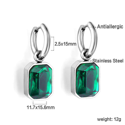 Vintage Green Crystal Hoop Earrings by ZEB Jewelry – view 12