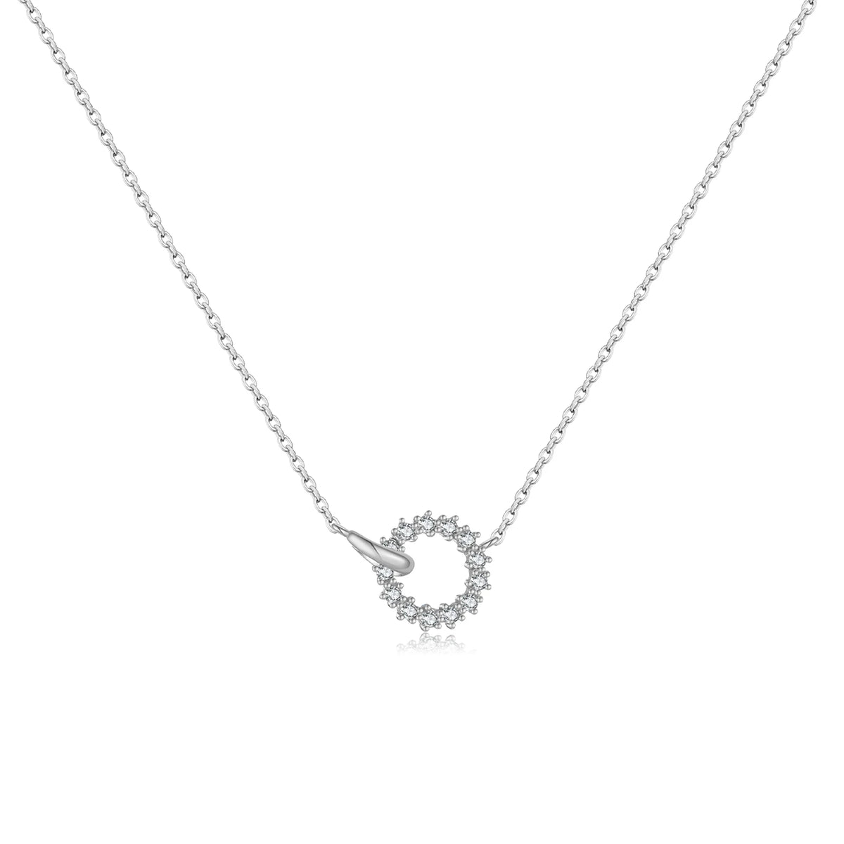Circle Zircon Pendant Necklace – 925 Sterling Silver by ZEB Jewelry – view 8