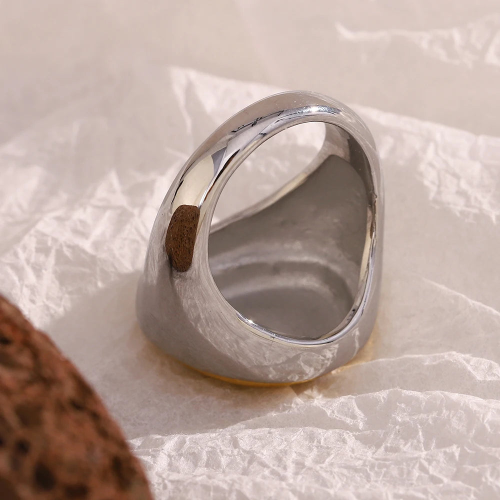 Two-Tone Wide Band Ring – 316L Stainless Steel by ZEB Jewelry – view 5