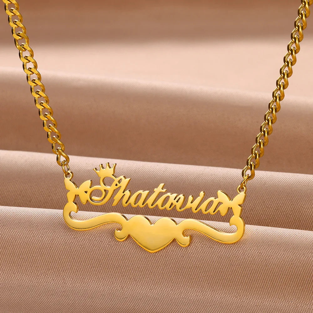 Personalized Butterfly Heart Name Necklace – Stainless Steel by ZEB Jewelry – view 4