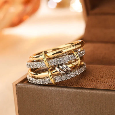 Four-Ring Two-Color Copper Ring