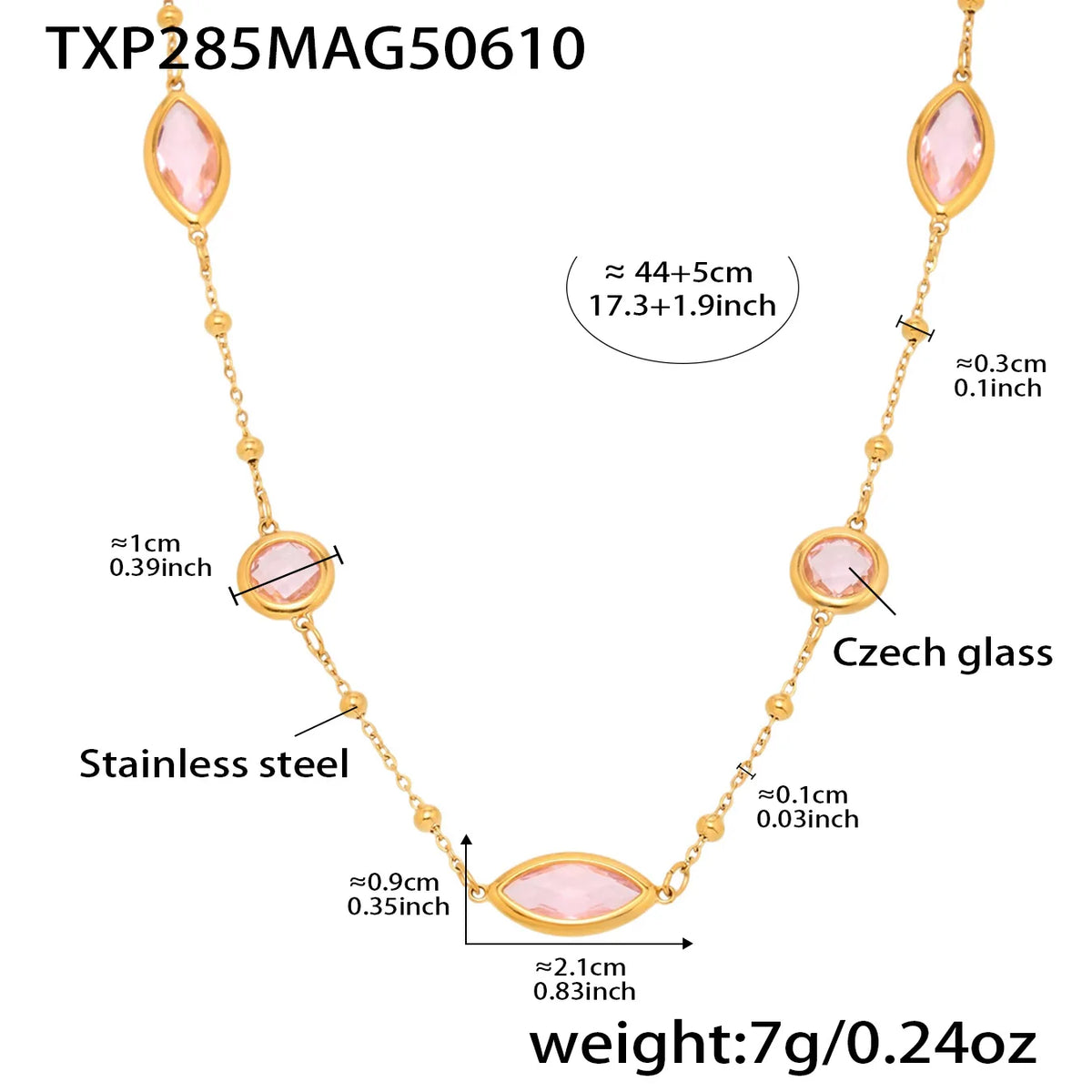 Long Glass Pendant Necklace – Stainless Steel by ZEB Jewelry – view 11
