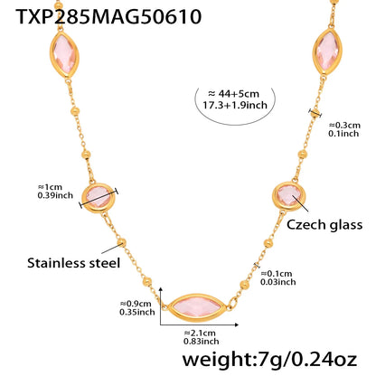 Long Glass Pendant Necklace – Stainless Steel by ZEB Jewelry – view 11