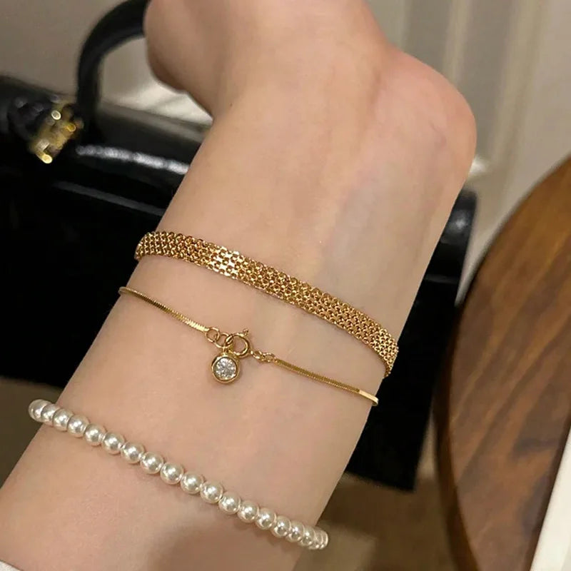 18K Gold-Plated Mesh Bracelet – Stainless Steel by ZEB Jewelry – view 4