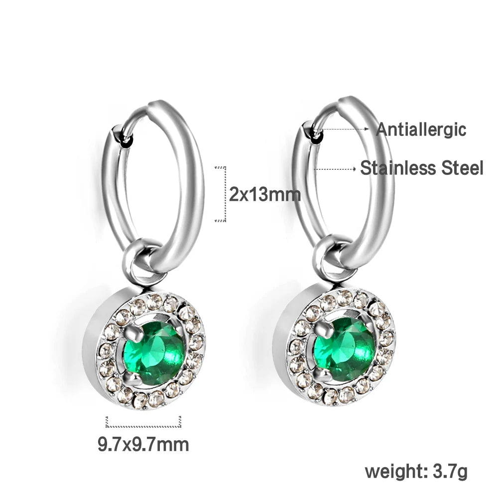 Vintage Green Crystal Hoop Earrings by ZEB Jewelry – view 15