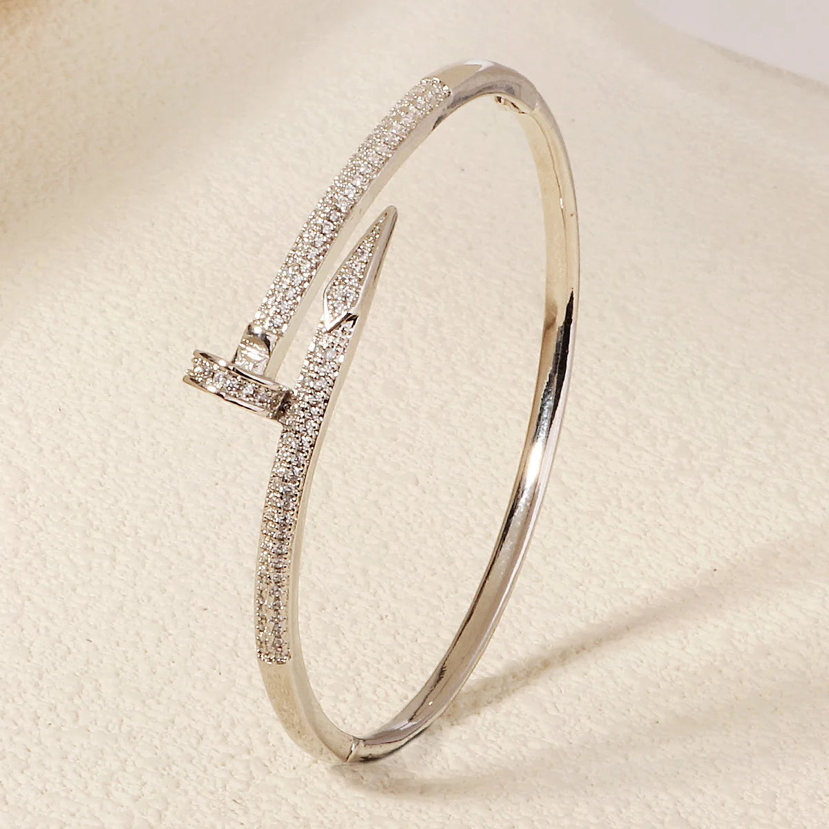 Zircon Studded Open Bangle – Silver-Tone Copper by ZEB Jewelry – view 10