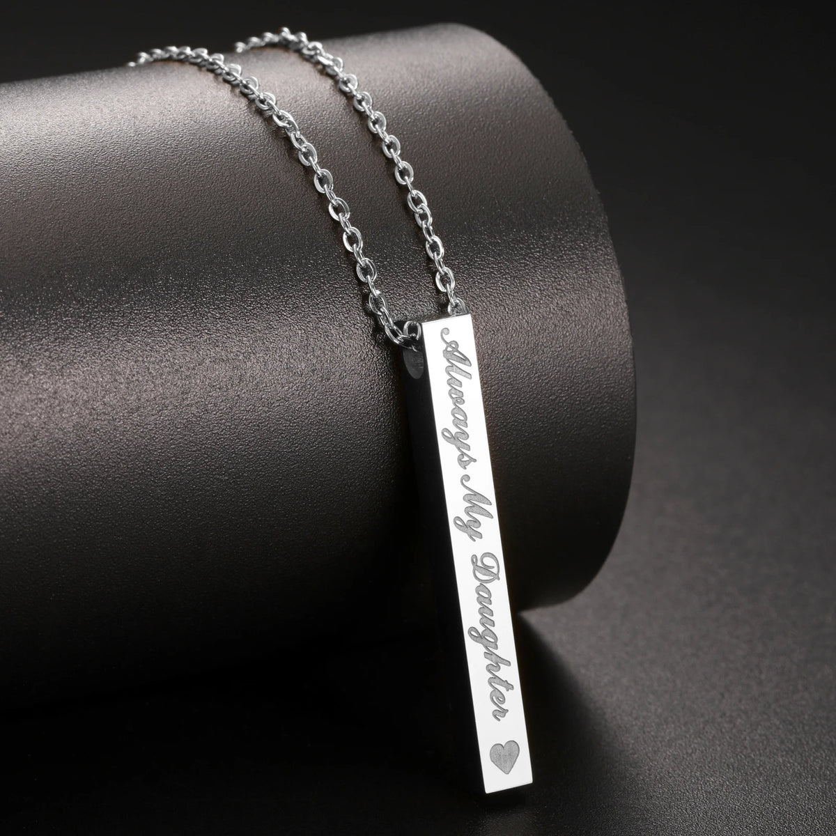 Friendship Bar Pendant Necklace – Stainless Steel by ZEB Jewelry – view 5