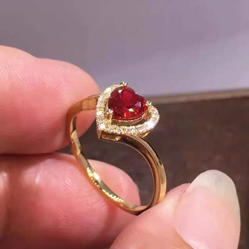 Red Heart Gold-Tone Ring by ZEB Jewelry – view 1